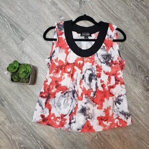 St John Silk Wool Red Watercolour Blouse Tank M